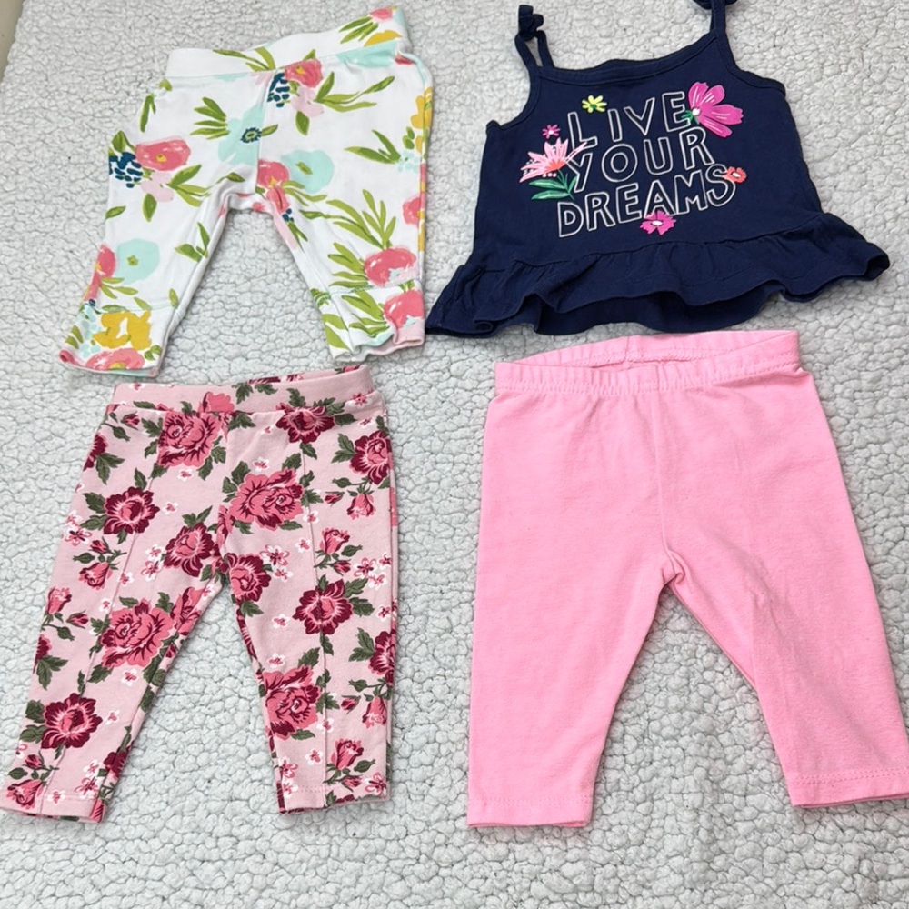 Navy Top with Pink Leggings Set / used like new
